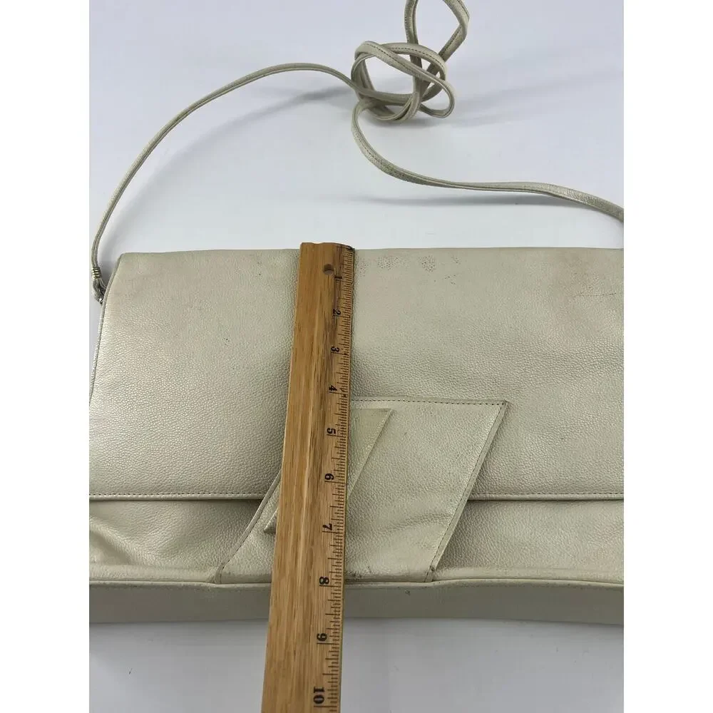 Vintage Y2K Green Mountain Purse Ivory Cream Snap Closure Retro Shoulder Bag 90s